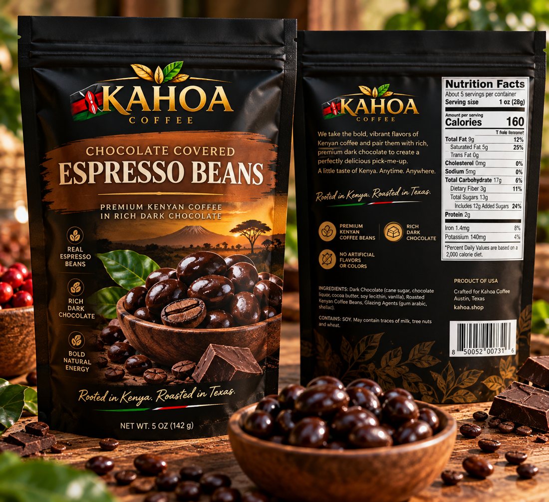 Kahoa Chocolate Covered Espresso Beans bag