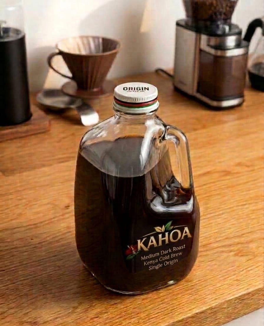 Kifaru Spice Cold Brew &mdash; Half Gallon in a Kahoa glass jug