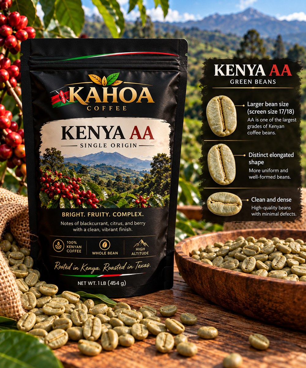 Kahoa Kenya green coffee beans
