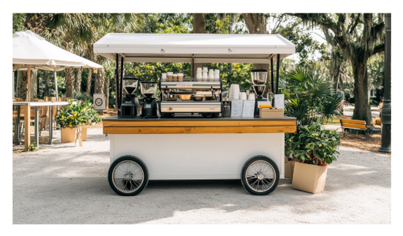 Kahoa Coffee mobile espresso cart set up at an outdoor event