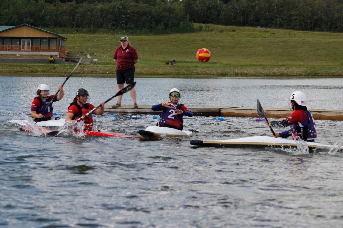 USA Kayak Polo Women's National Team competing on the water